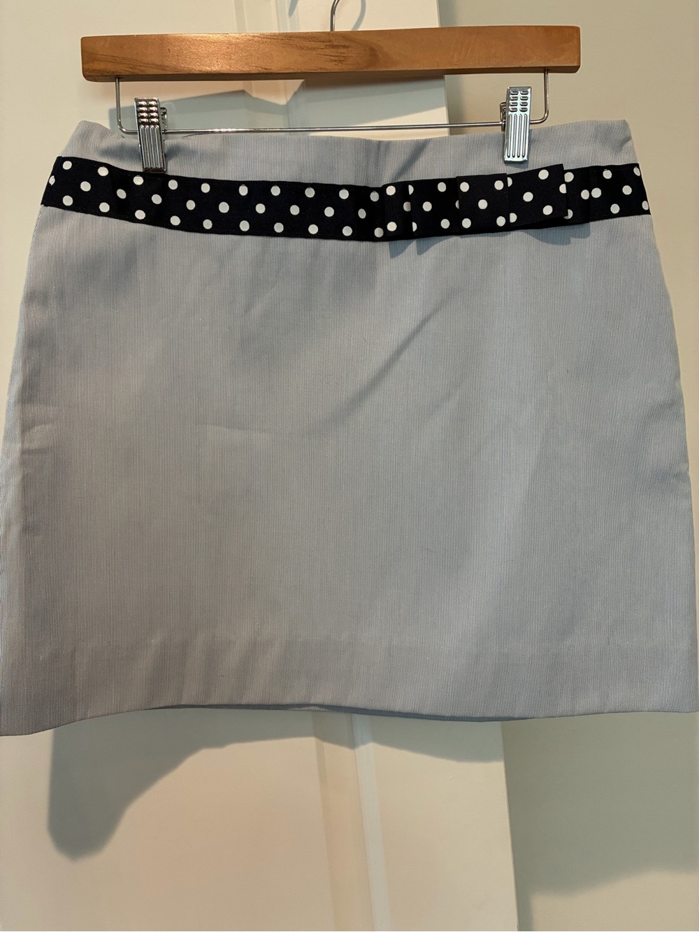 Molly B Light Gray Mini Skirt with Black Polka Dot Waistband